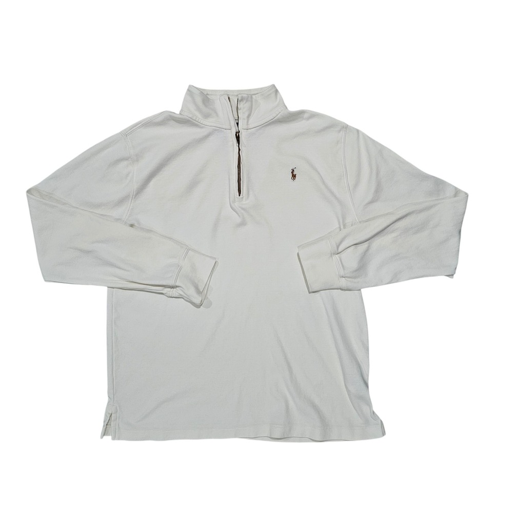 Polo Ralph Lauren Boys XL 18-20 White Quarter Zip Pullover Sweater Classic